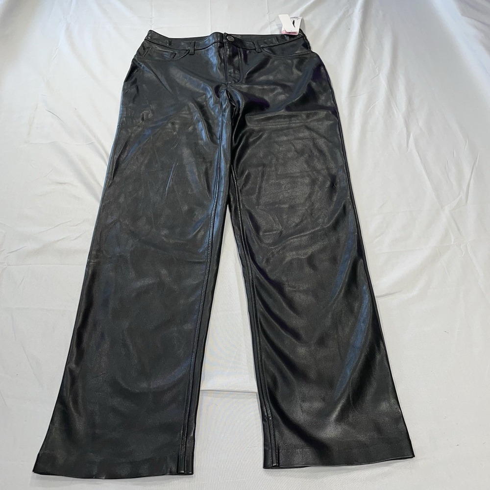 Joie JE1000 Black‎ Faux Leather Straight Leg Pants High Rise Womens Size 6